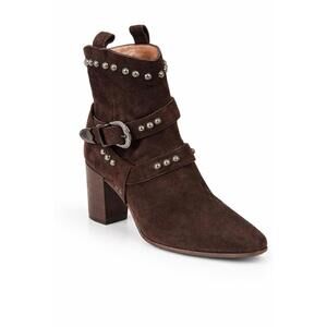 NWB Twin-Set TEXANO Dark Brown Suede Western Ankle Boots Size 5 Luxury Designer